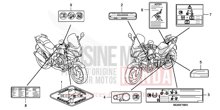 ETIQUETTE DE PRECAUTIONS de CBF600S ABS DRAGON GREEN METALLIC (GY139) de 2010
